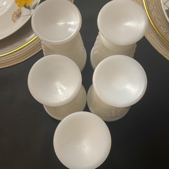 Footed Milk Glass Grapevine Goblets - Picture 3 of 12